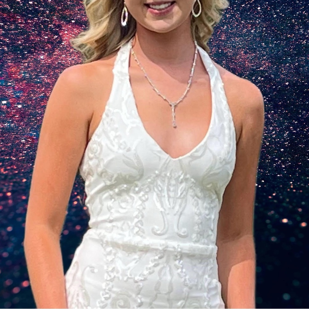 B Darlin White Halter Dress